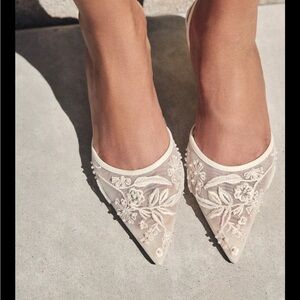 Zara Cream Floral Embroidered Heels